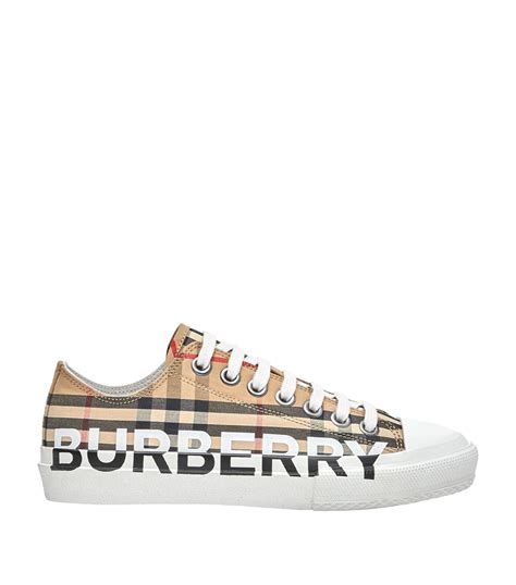 burberry black logo print sneakers|Burberry checked canvas sneakers.